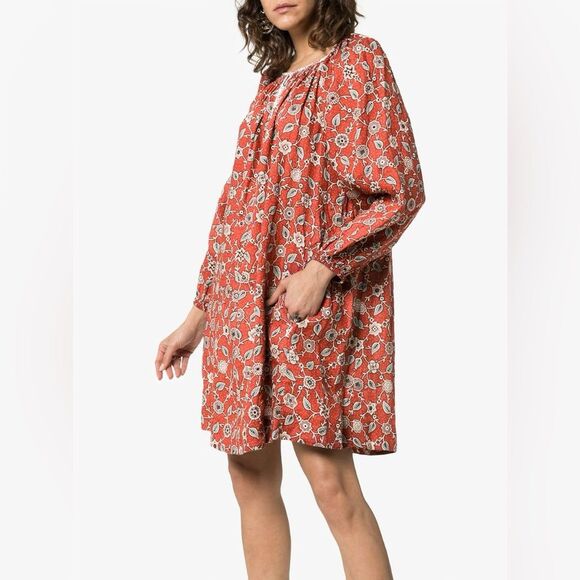 Isabel Marant Étoile Tockya Linen Dress Red Paisley Linen Flax Size 34 - Picture 1 of 14